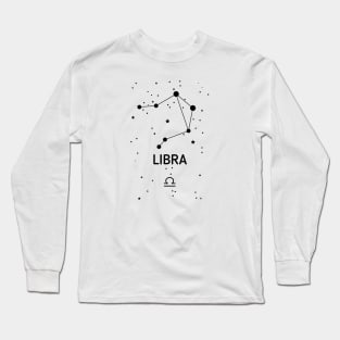 Libra Zodiac Sign Constellation (Black Print) Long Sleeve T-Shirt